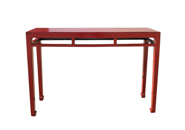 41" Long Hand Made Red Lacquer Console Table - Dyag East