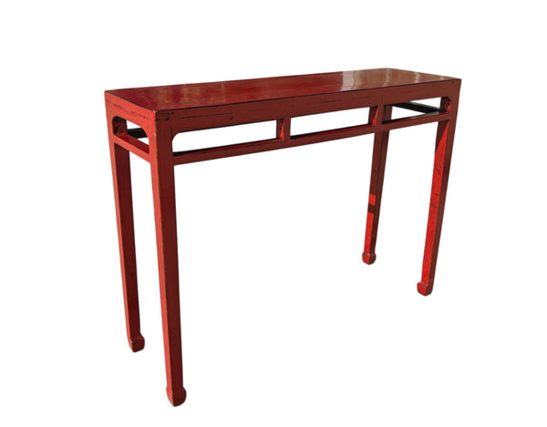 41" Long Hand Made Red Lacquer Console Table - Dyag East