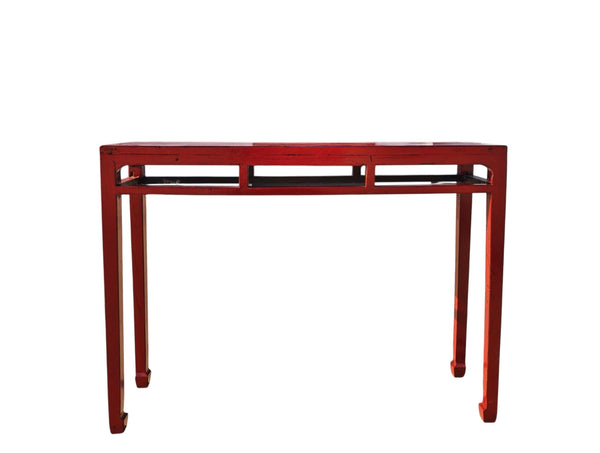 41" Long Hand Made Red Lacquer Console Table - Dyag East