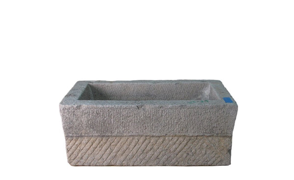 42" Inch Long Hand Chiseled Stone Trough 29 - Dyag East