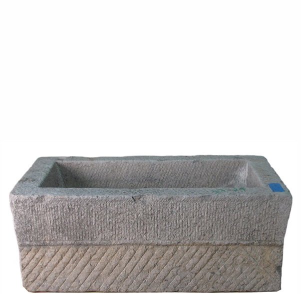 42" Inch Long Hand Chiseled Stone Trough 29 - Dyag East