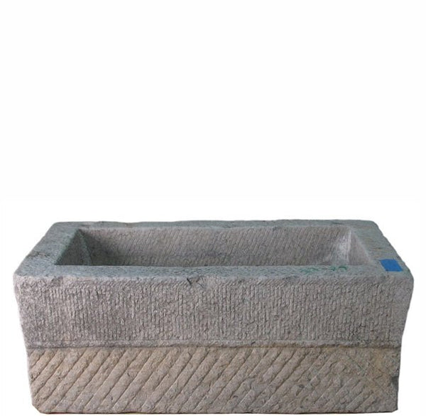 42" Inch Long Hand Chiseled Stone Trough 29 - Dyag East