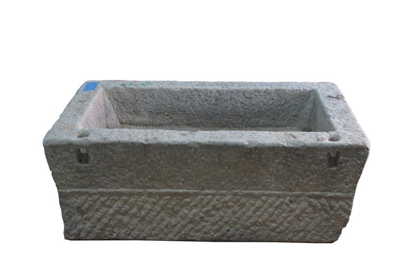 42" Inch Long Hand Chiseled Stone Trough 29 - Dyag East