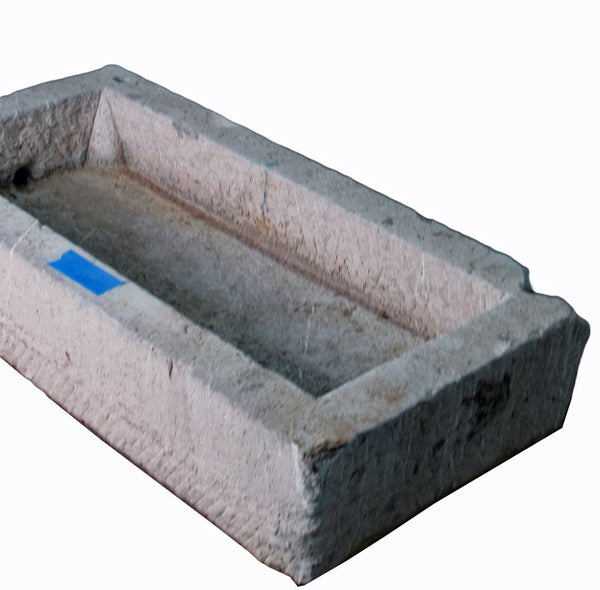 45" Inch Long Hand Chiseled Stone Trough 14 - Dyag East