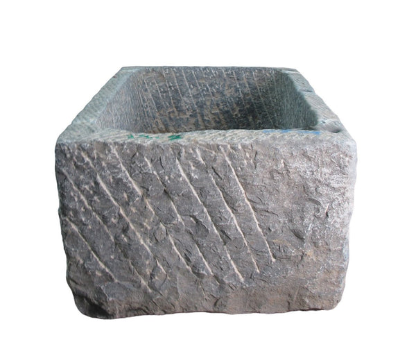 45" Inch Long Hand Chiseled Stone Trough 2 - Dyag East