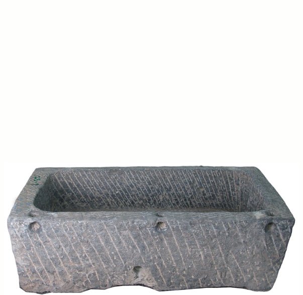 45" Inch Long Hand Chiseled Stone Trough 2 - Dyag East