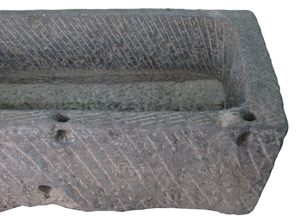 45" Inch Long Hand Chiseled Stone Trough 2 - Dyag East