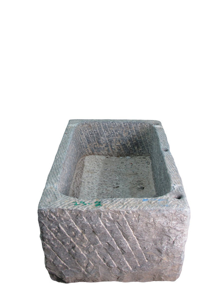 45" Inch Long Hand Chiseled Stone Trough 2 - Dyag East