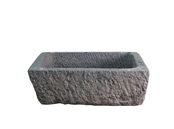 45" Inch Long Hand Chiseled Stone Trough 2 - Dyag East