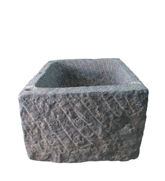 45" Inch Long Hand Chiseled Stone Trough 2 - Dyag East
