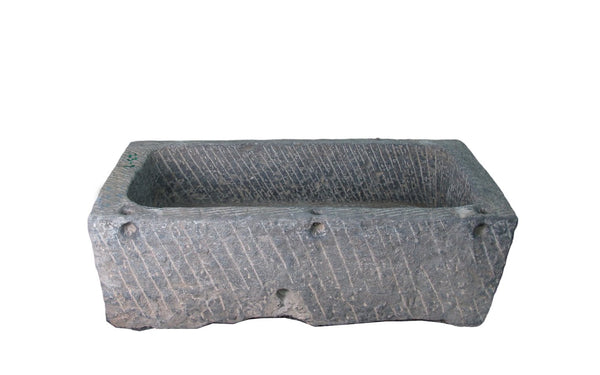 45" Inch Long Hand Chiseled Stone Trough 2 - Dyag East