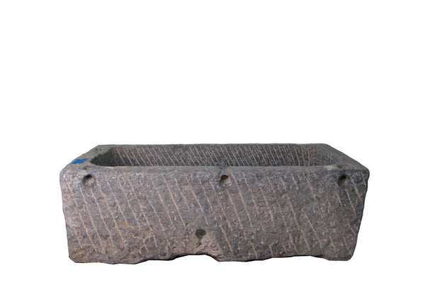 45" Inch Long Hand Chiseled Stone Trough 2 - Dyag East
