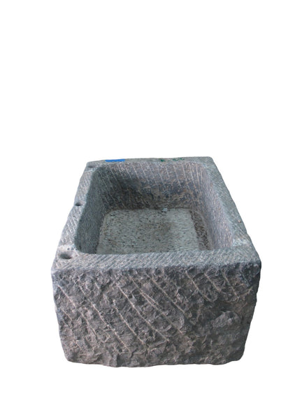 45" Inch Long Hand Chiseled Stone Trough 2 - Dyag East
