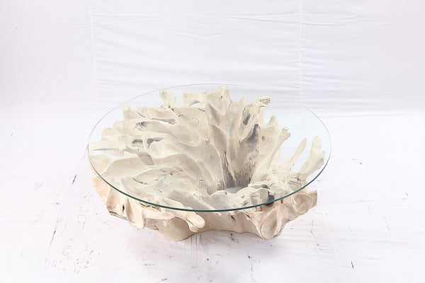 47” Round Sculptured Teak Root Coffee Table 51 - Dyag East