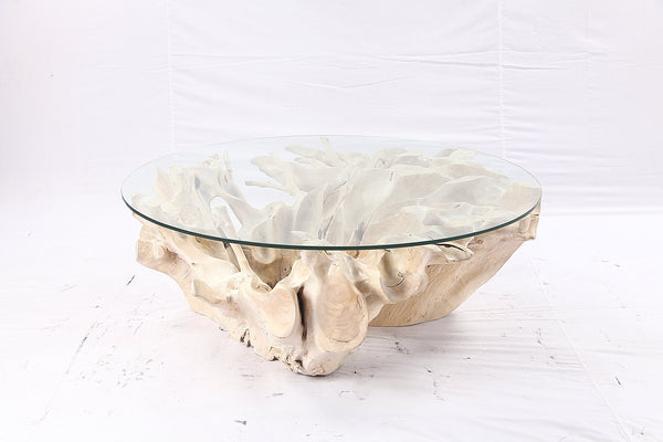 47” Round Sculptured Teak Root Coffee Table 51 - Dyag East