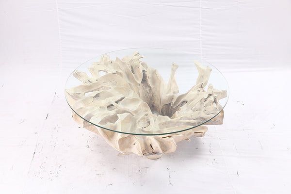 47” Round Sculptured Teak Root Coffee Table 51 - Dyag East