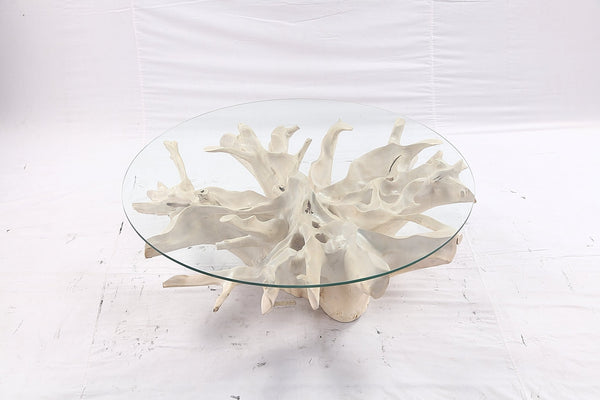 47” Round Sculptured Teak Root Coffee Table 52 - Dyag East