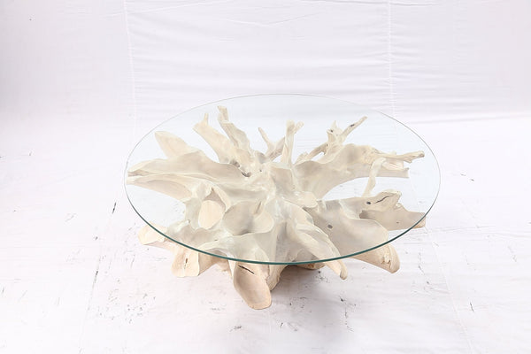 47” Round Sculptured Teak Root Coffee Table 52 - Dyag East