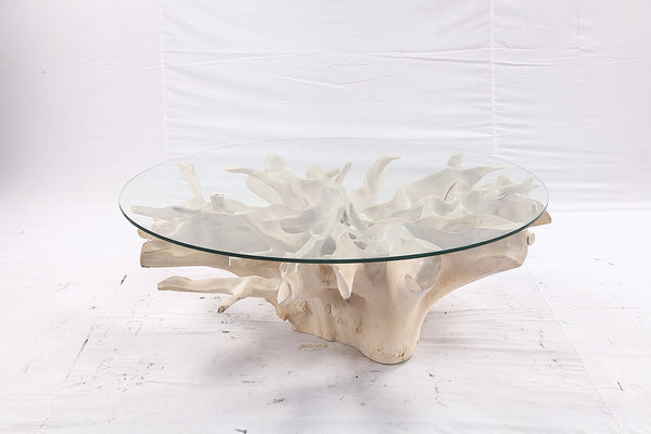 47” Round Sculptured Teak Root Coffee Table 52 - Dyag East
