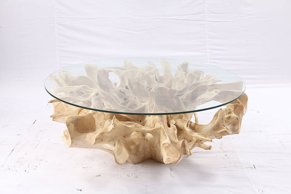 47” Round Sculptured Teak Root Coffee Table 53 - Dyag East