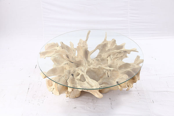 47” Round Sculptured Teak Root Coffee Table 53 - Dyag East