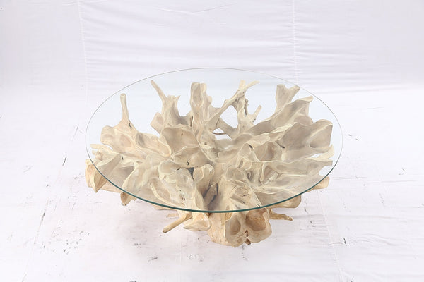 47” Round Sculptured Teak Root Coffee Table 53 - Dyag East