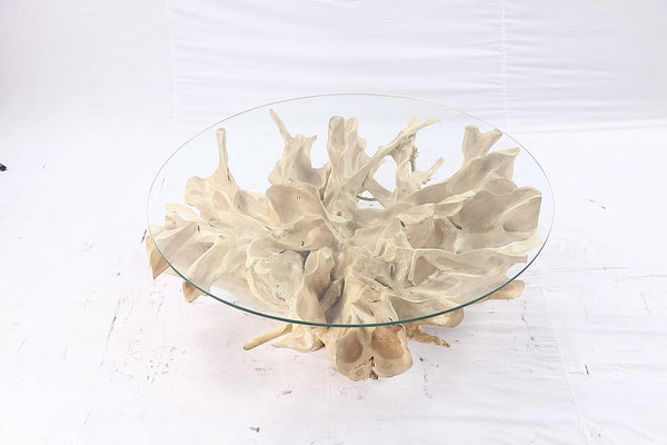 47” Round Sculptured Teak Root Coffee Table 53 - Dyag East