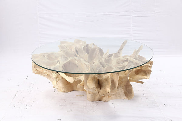 47” Round Sculptured Teak Root Coffee Table 53 - Dyag East