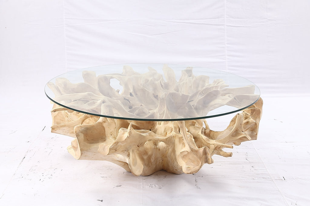47” Round Sculptured Teak Root Coffee Table 53 - Dyag East