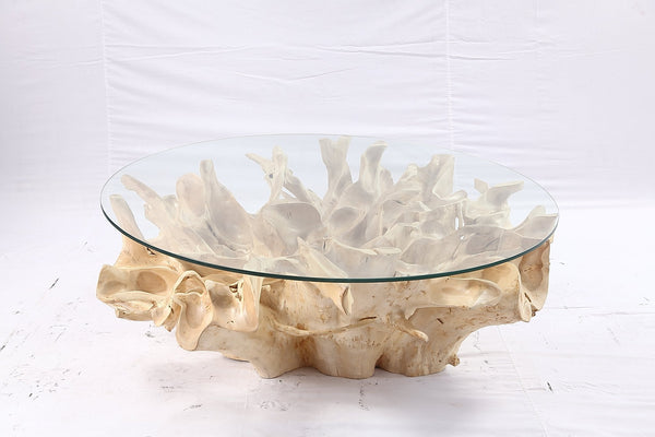 47” Round Sculptured Teak Root Coffee Table 53 - Dyag East