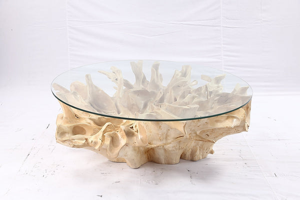 47” Round Sculptured Teak Root Coffee Table 53 - Dyag East