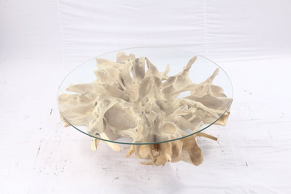 47” Round Sculptured Teak Root Coffee Table 53 - Dyag East