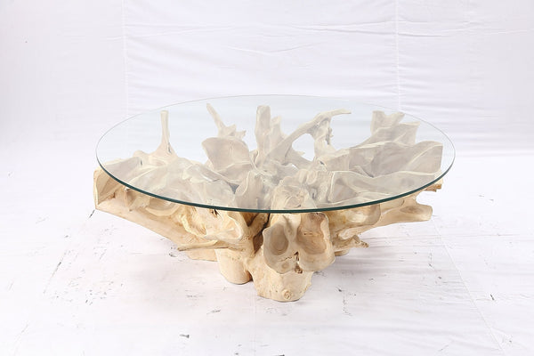 47” Round Sculptured Teak Root Coffee Table 53 - Dyag East