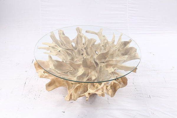 47” Round Sculptured Teak Root Coffee Table 53 - Dyag East