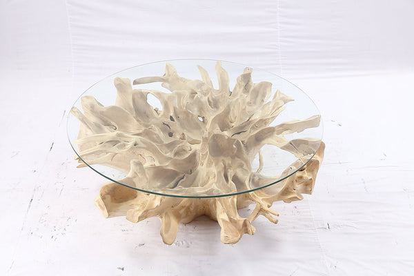 47” Round Sculptured Teak Root Coffee Table 53 - Dyag East
