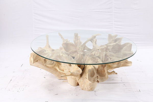47” Round Sculptured Teak Root Coffee Table 53 - Dyag East