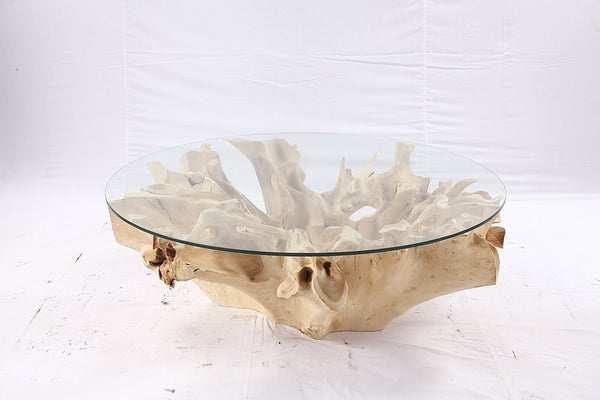 47” Round Sculptured Teak Root Coffee Table 54 - Dyag East