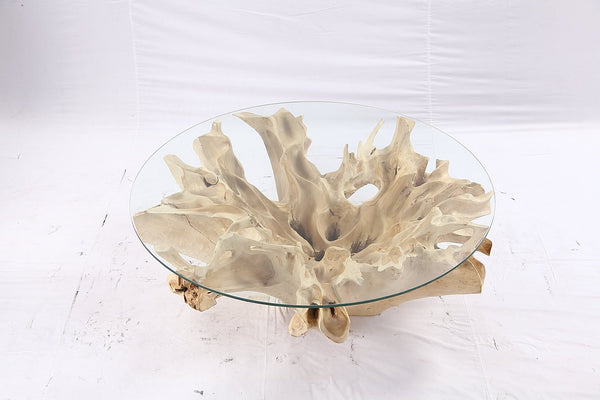 47” Round Sculptured Teak Root Coffee Table 54 - Dyag East