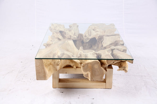 48” Inch Rectangular Sculptured Teak Root Coffee Table 241A - Dyag East