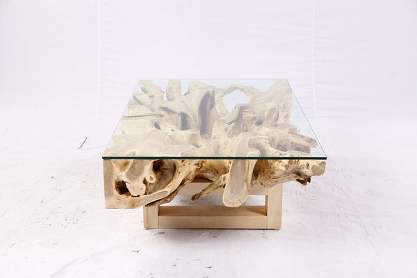 48” Inch Rectangular Sculptured Teak Root Coffee Table 241A - Dyag East