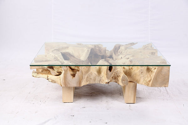 48” Inch Rectangular Sculptured Teak Root Coffee Table 241A - Dyag East