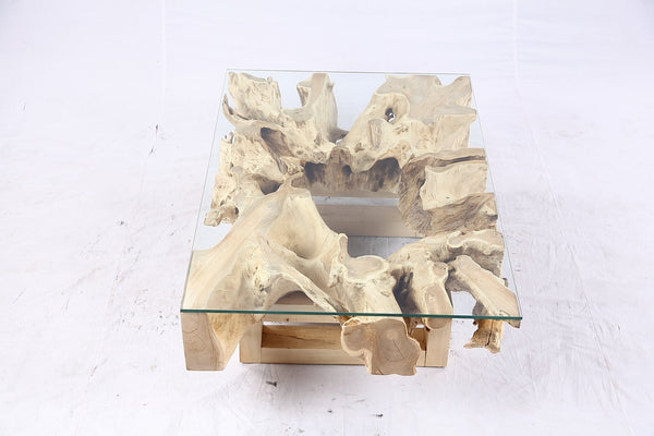 48” Inch Rectangular Sculptured Teak Root Coffee Table 241A - Dyag East