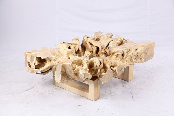 48” Inch Rectangular Sculptured Teak Root Coffee Table 241B - Dyag East