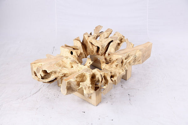 48” Inch Rectangular Sculptured Teak Root Coffee Table 241B - Dyag East