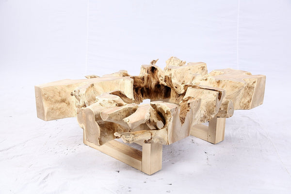 48” Inch Rectangular Sculptured Teak Root Coffee Table 241B - Dyag East