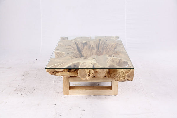 48” Inch Rectangular Sculptured Teak Root Coffee Table 242A - Dyag East