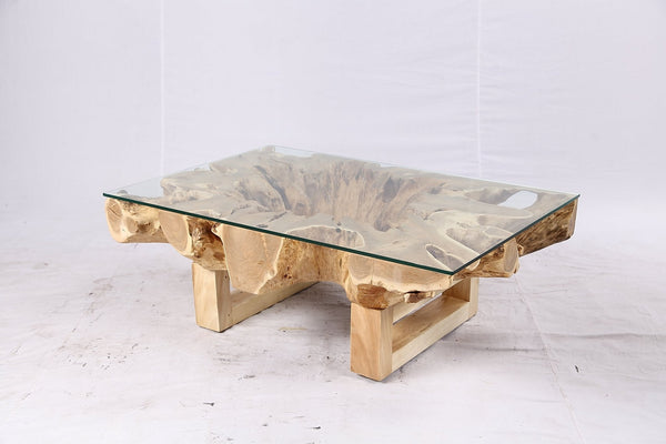 48” Inch Rectangular Sculptured Teak Root Coffee Table 242A - Dyag East