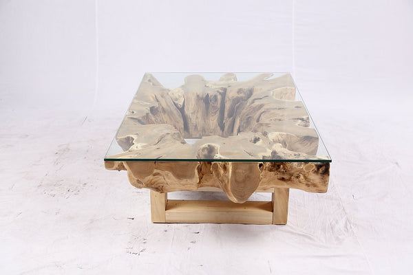 48” Inch Rectangular Sculptured Teak Root Coffee Table 242A - Dyag East