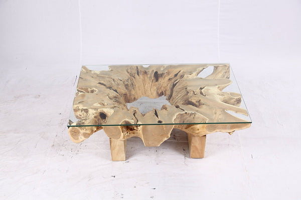 48” Inch Rectangular Sculptured Teak Root Coffee Table 242A - Dyag East