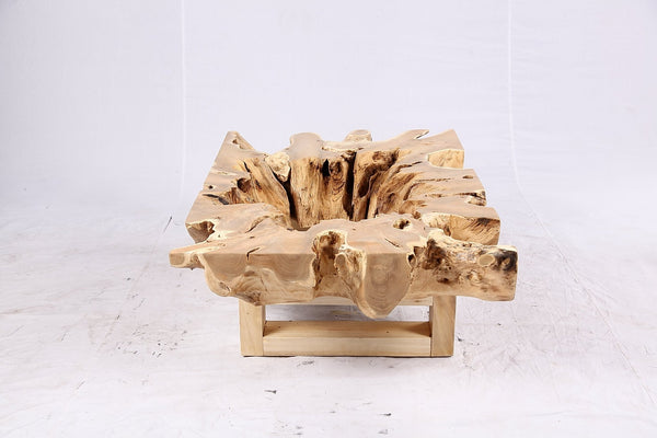 48” Inch Rectangular Sculptured Teak Root Coffee Table 242B - Dyag East